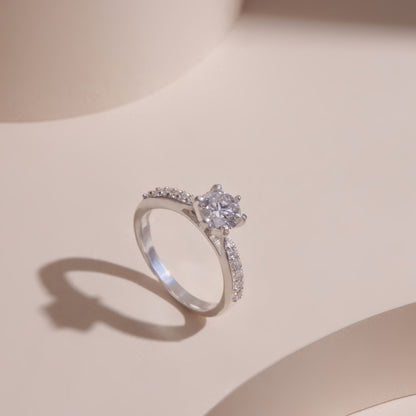 ELOREVA 6mm Moissanite Engagement Ring GRA ELVDA24 – 925 Sterling Silver