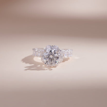 ELOREVA 7mm Moissanite Ring GRA ELVDA11 – Platinum Plated 925 Sterling Silver