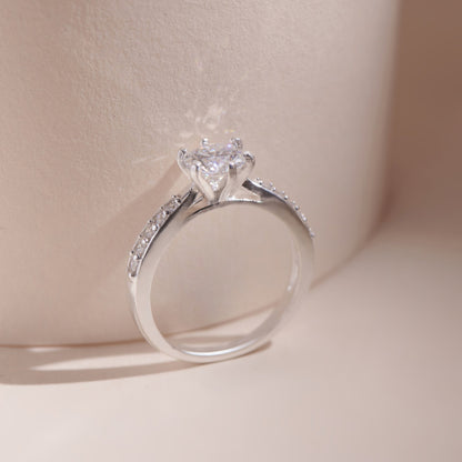 ELOREVA 6mm Moissanite Engagement Ring GRA ELVDA24 – 925 Sterling Silver