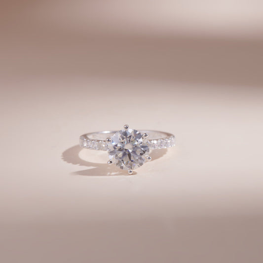 ELOREVA 7mm Moissanite Ring GRA – Platinum Plated 925 Sterling Silver