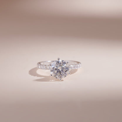 ELOREVA 8mm Moissanite Ring GRA ELVDA23 – Platinum Plated 925 Sterling Silver