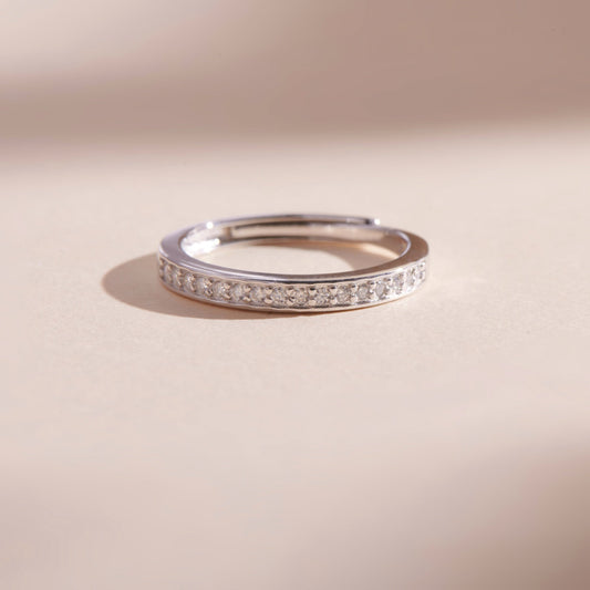 ELOREVA GRA Certified Moissanite Ring – Platinum Plated 925 Sterling Silver (Adjustable)