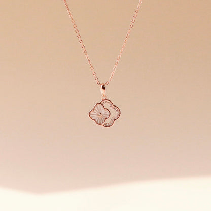 ELOREVA 18K Rose Gold Plated Clover Necklace – 925 Sterling Silver