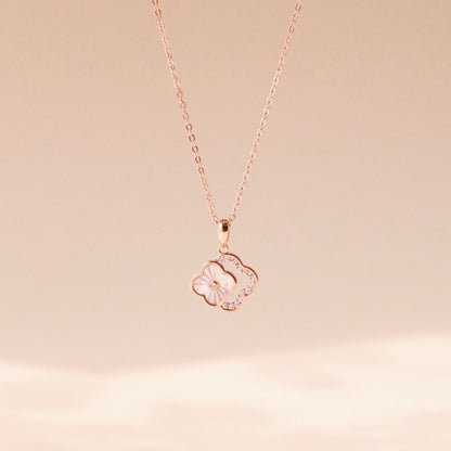 ELOREVA 18K Rose Gold Plated Clover Necklace – 925 Sterling Silver