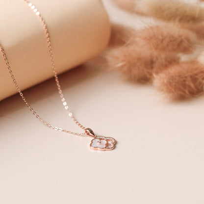ELOREVA 18K Rose Gold Plated Clover Necklace – 925 Sterling Silver