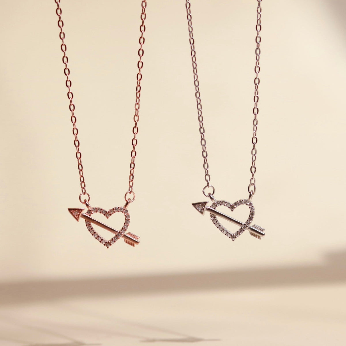 ELOREVA Fondness Heart Necklace – 18K Rose Gold & Platinum Plated 925 Sterling Silver