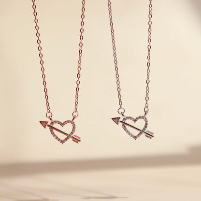 ELOREVA Fondness Heart Necklace – 18K Rose Gold & Platinum Plated 925 Sterling Silver