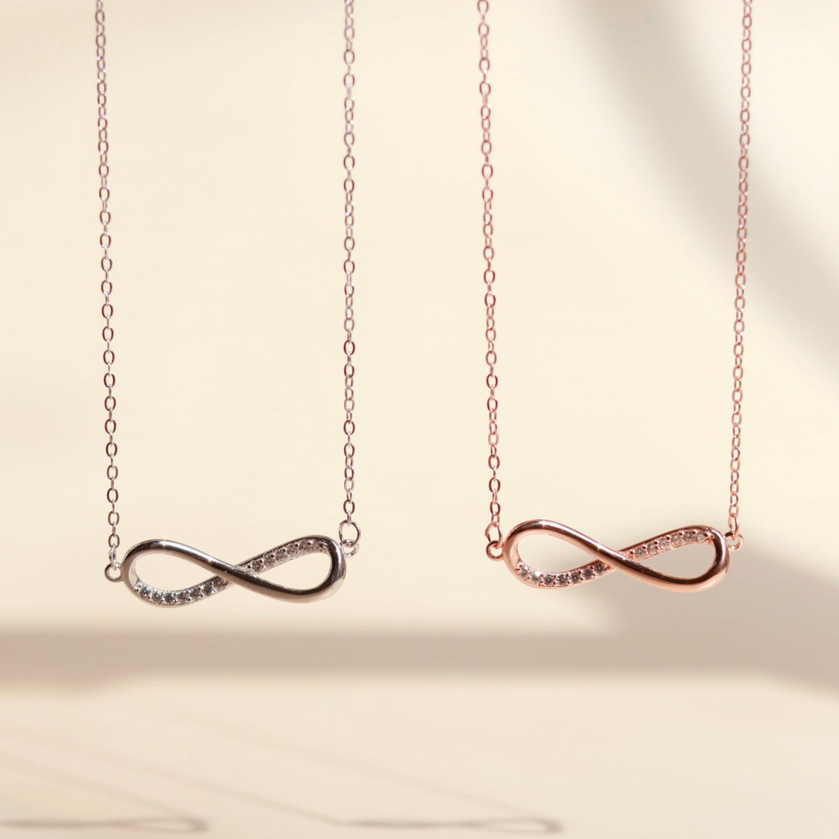 ELOREVA Infinity Love Necklace – 18K Rose Gold & Platinum Plated 925 Sterling Silver