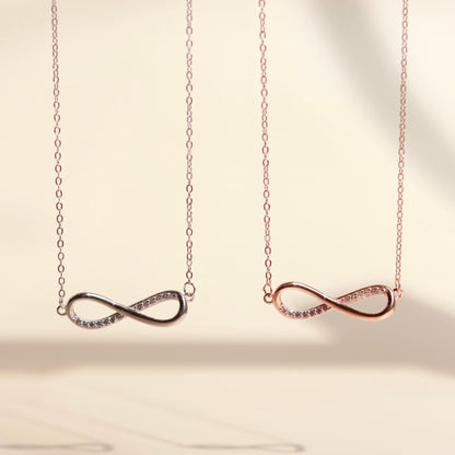 ELOREVA Infinity Love Necklace – 18K Rose Gold & Platinum Plated 925 Sterling Silver