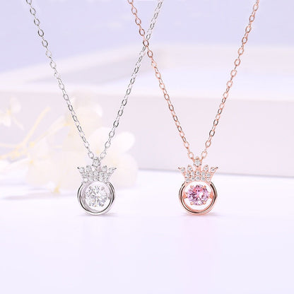 ELOREVA Tiara Dancing Stone Necklace – Platinum Plated 925 Sterling Silver