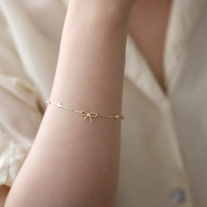 ELOREVA Marysol Bow Bracelet – 18K Gold Plated 925 Sterling Silver
