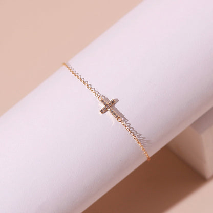 ELOREVA Elise Cross Bracelet – 18K Gold Plated 925 Sterling Silver