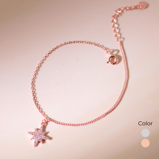 ELOREVA Eira Snowflake Bracelet – Rose Gold & Platinum Plated 925 Sterling Silver