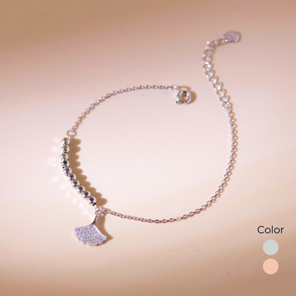 ELOREVA Ginkgo Leaf Bracelet – Rose Gold & Platinum Plated 925 Sterling Silver