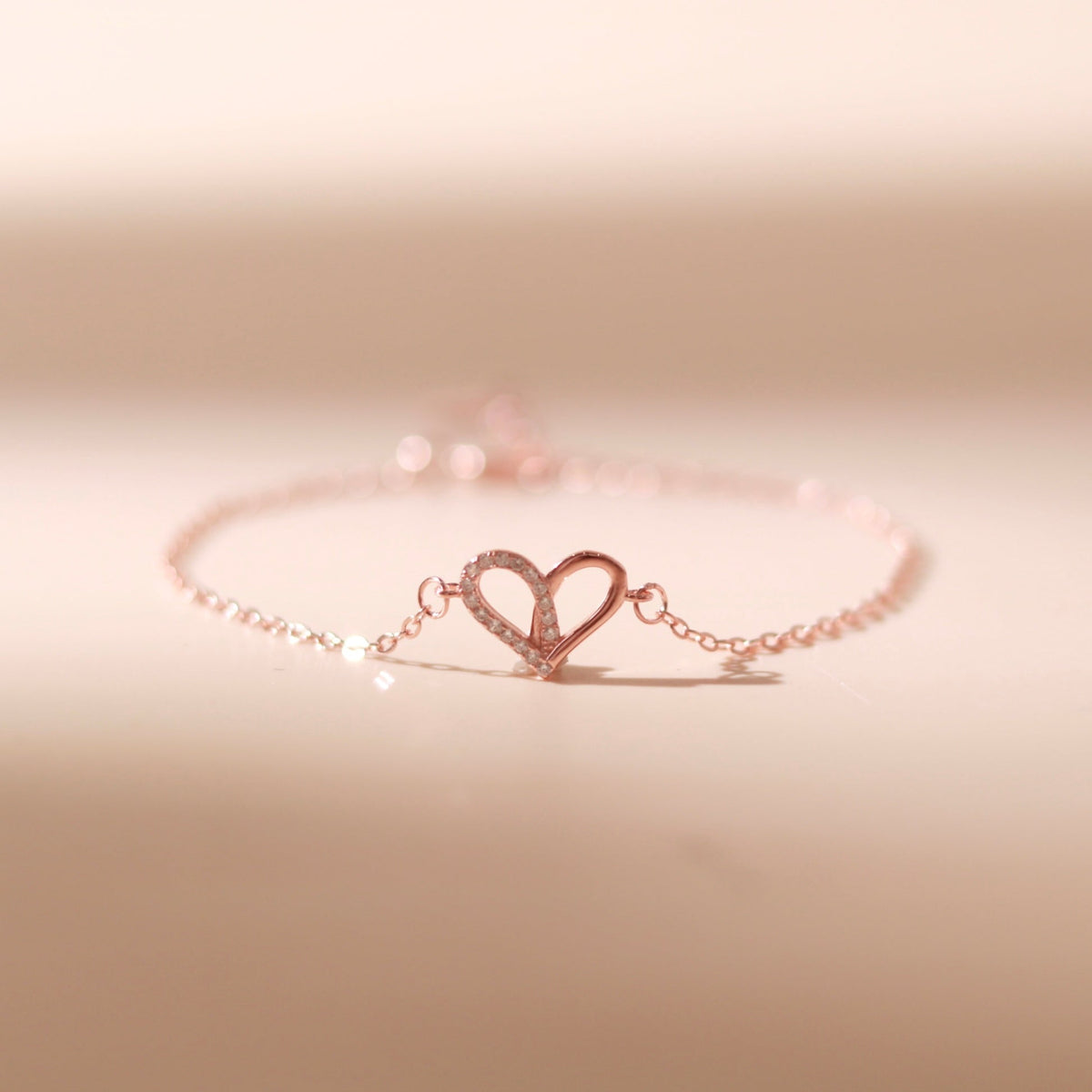 ELOREVA Narci Open Heart Bracelet – Rose Gold & Platinum Plated 925 Sterling Silver