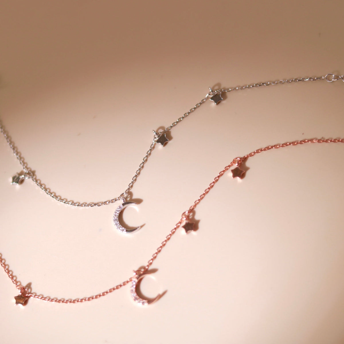 ELOREVA Luna Moon Bracelet – Rose Gold & Platinum Plated 925 Sterling Silver