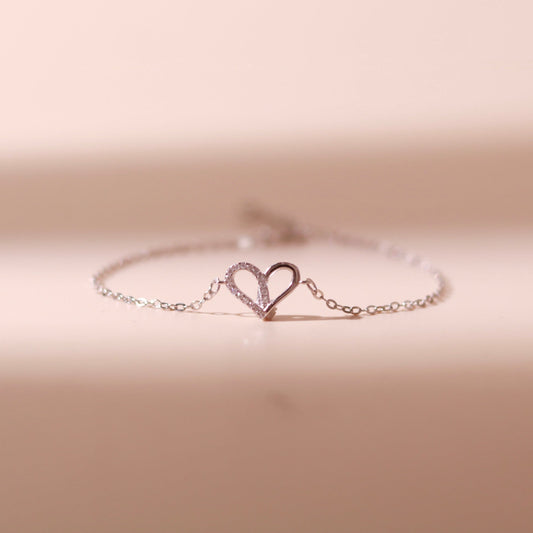 ELOREVA Narci Open Heart Bracelet – Rose Gold & Platinum Plated 925 Sterling Silver
