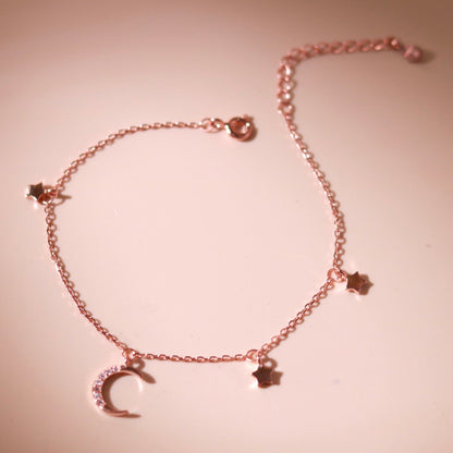 ELOREVA Luna Moon Bracelet – Rose Gold & Platinum Plated 925 Sterling Silver