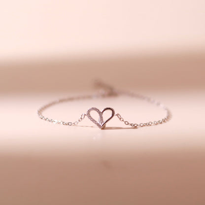 ELOREVA Narci Open Heart Bracelet – Rose Gold & Platinum Plated 925 Sterling Silver