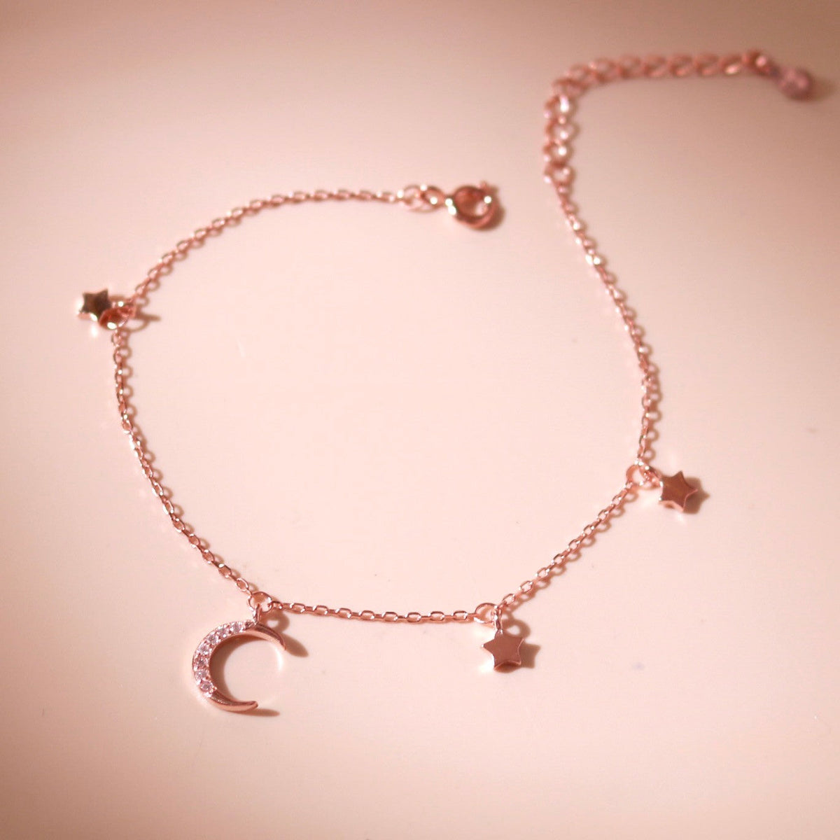 ELOREVA Luna Moon Bracelet – Rose Gold & Platinum Plated 925 Sterling Silver
