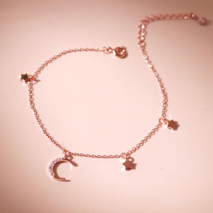 ELOREVA Luna Moon Bracelet – Rose Gold & Platinum Plated 925 Sterling Silver