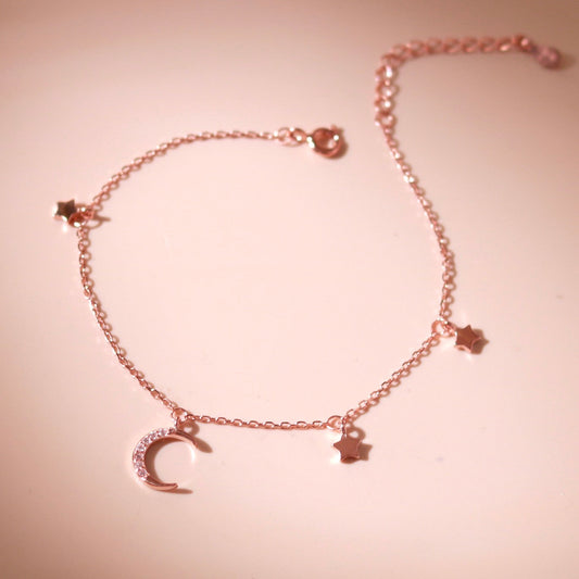 ELOREVA Luna Moon Bracelet – Rose Gold & Platinum Plated 925 Sterling Silver