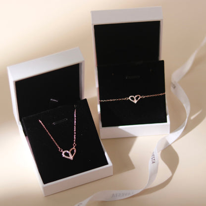 ELOREVA Narci Open Heart Bracelet – Rose Gold & Platinum Plated 925 Sterling Silver