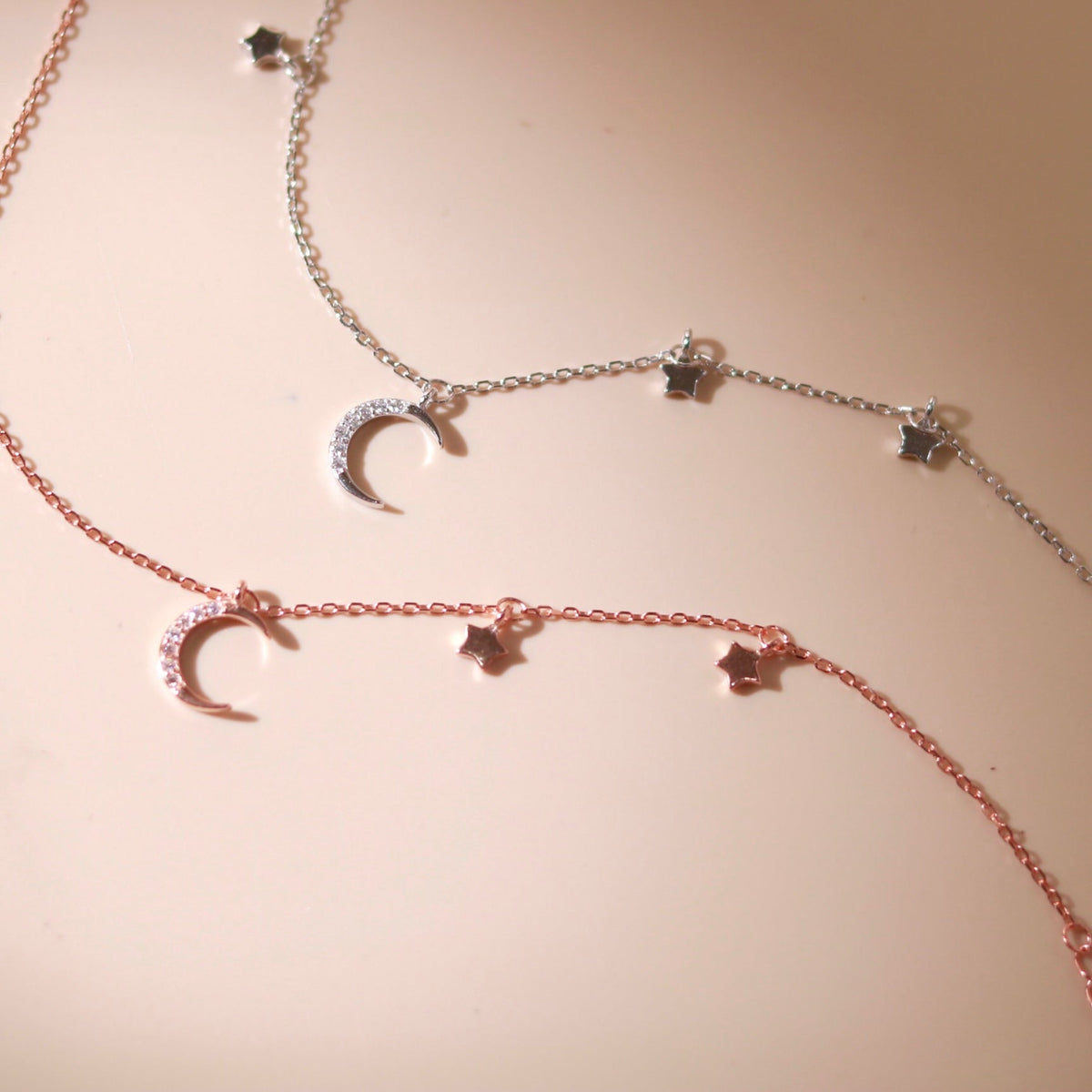 ELOREVA Luna Moon Bracelet – Rose Gold & Platinum Plated 925 Sterling Silver