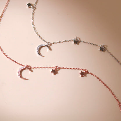 ELOREVA Luna Moon Bracelet – Rose Gold & Platinum Plated 925 Sterling Silver