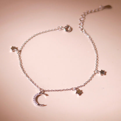 ELOREVA Luna Moon Bracelet – Rose Gold & Platinum Plated 925 Sterling Silver
