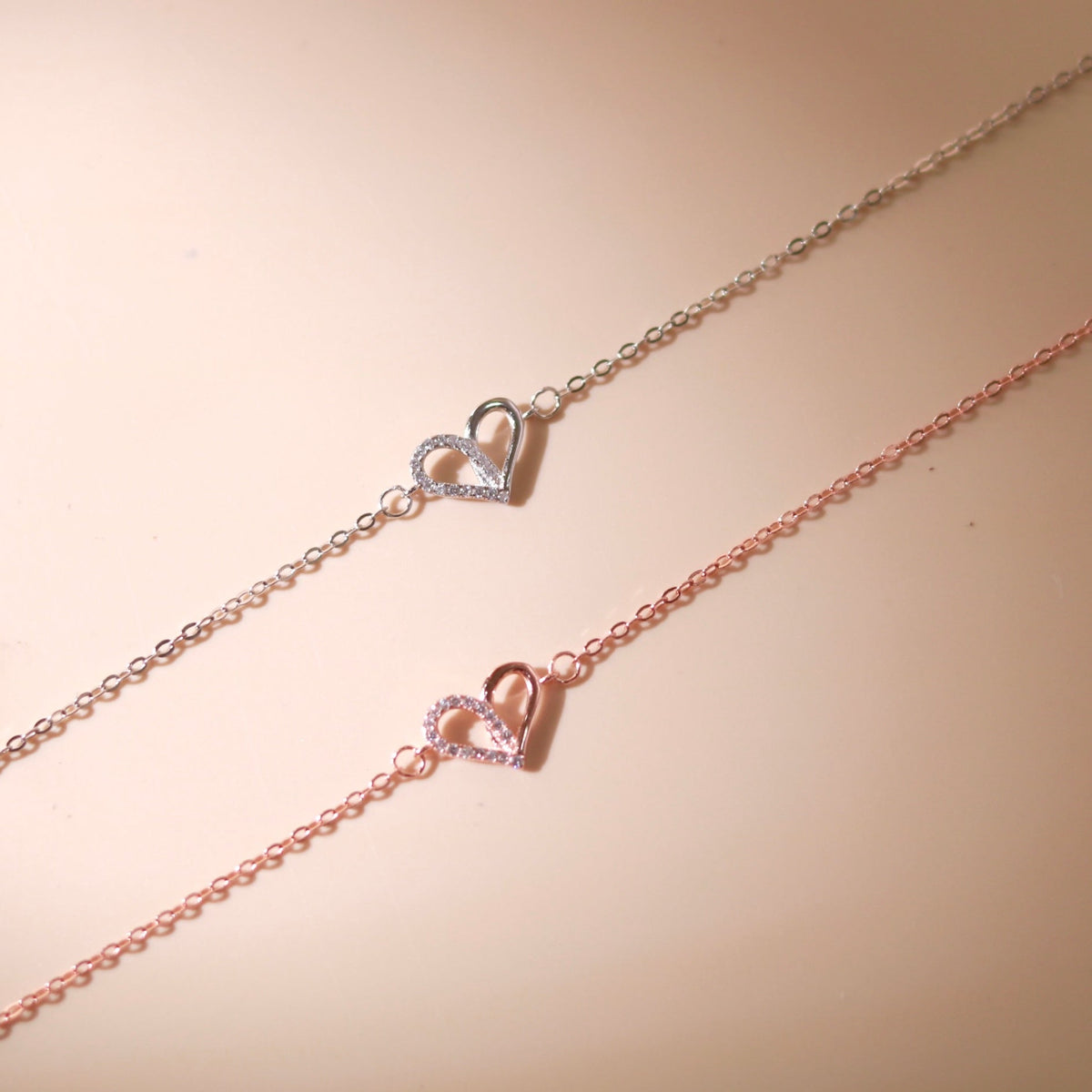 ELOREVA Narci Open Heart Bracelet – Rose Gold & Platinum Plated 925 Sterling Silver