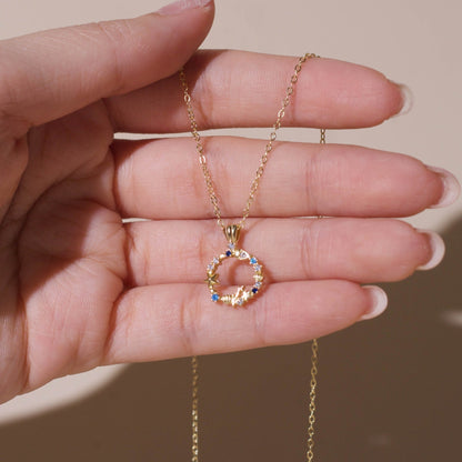 ELOREVA 18K Gold Plated Aquamarine Necklace – 925 Sterling Silver