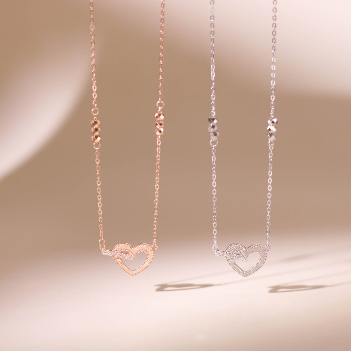 ELOREVA Sweetie Heart Necklace – 18K Rose Gold & Platinum Plated 925 Sterling Silver