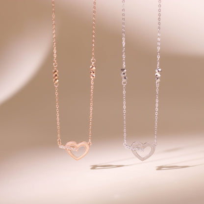 ELOREVA Sweetie Heart Necklace – 18K Rose Gold & Platinum Plated 925 Sterling Silver
