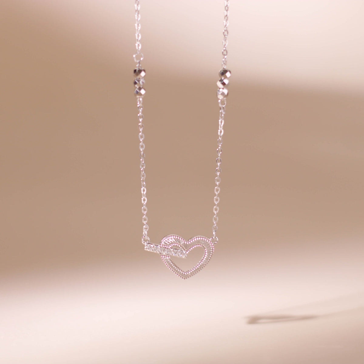ELOREVA Sweetie Heart Necklace – 18K Rose Gold & Platinum Plated 925 Sterling Silver