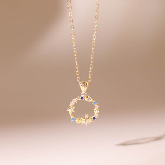 ELOREVA Aquamarine Necklace – 18K Gold Plated 925 Sterling Silver