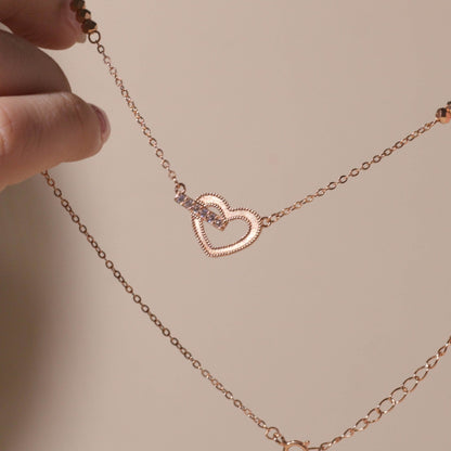 ELOREVA Sweetie Heart Necklace – 18K Rose Gold & Platinum Plated 925 Sterling Silver