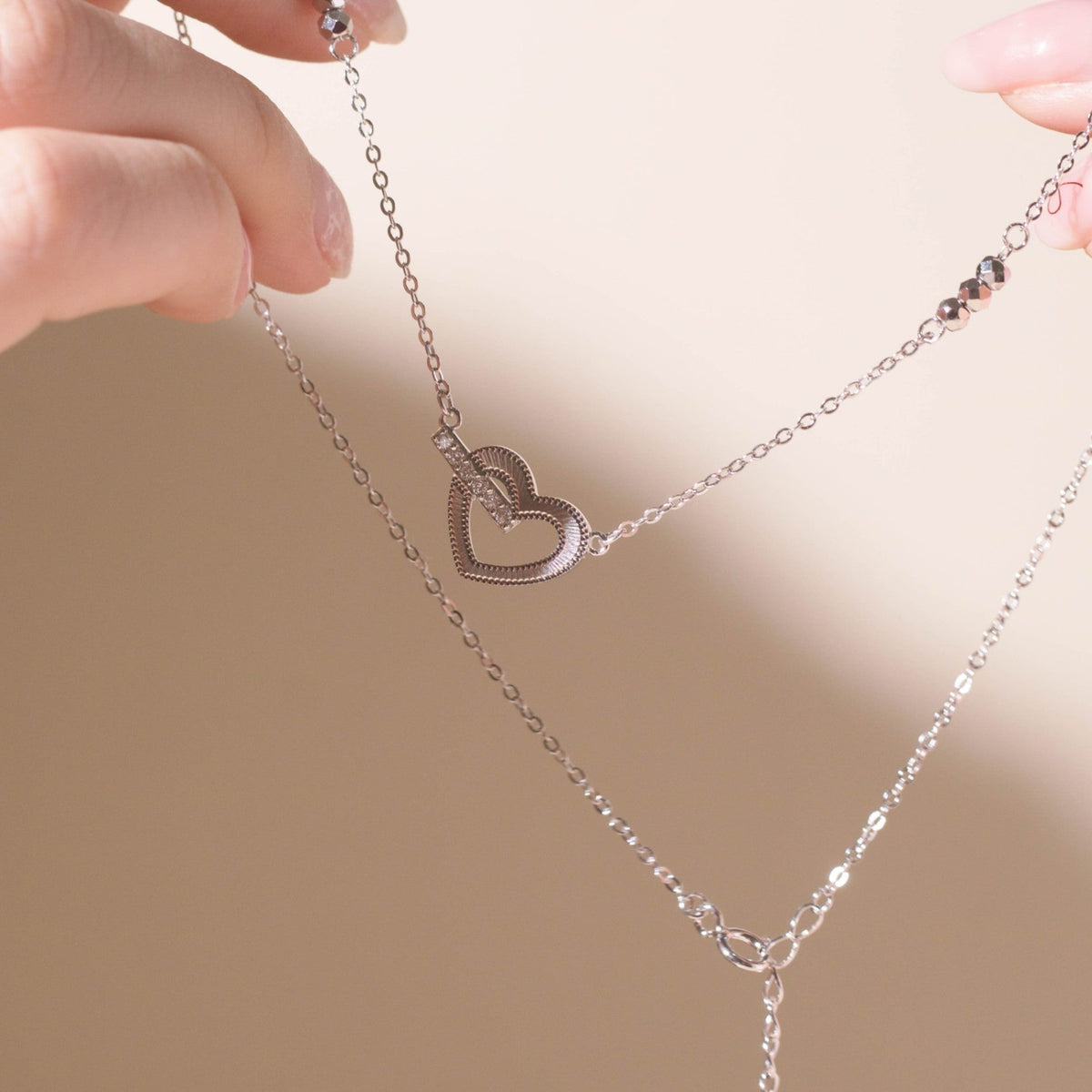 ELOREVA Sweetie Heart Necklace – 18K Rose Gold & Platinum Plated 925 Sterling Silver