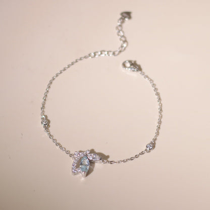 ELOREVA Emmi Butterfly Bracelet with Blue Stone – Platinum Plated 925 Sterling Silver