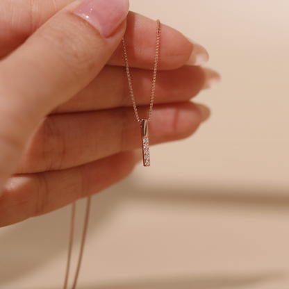 ELOREVA Joyce Vertical Bar Necklace – 18K Rose Gold Plated 925 Sterling Silver