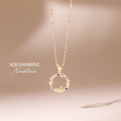 ELOREVA Aquamarine Necklace – 18K Gold Plated 925 Sterling Silver