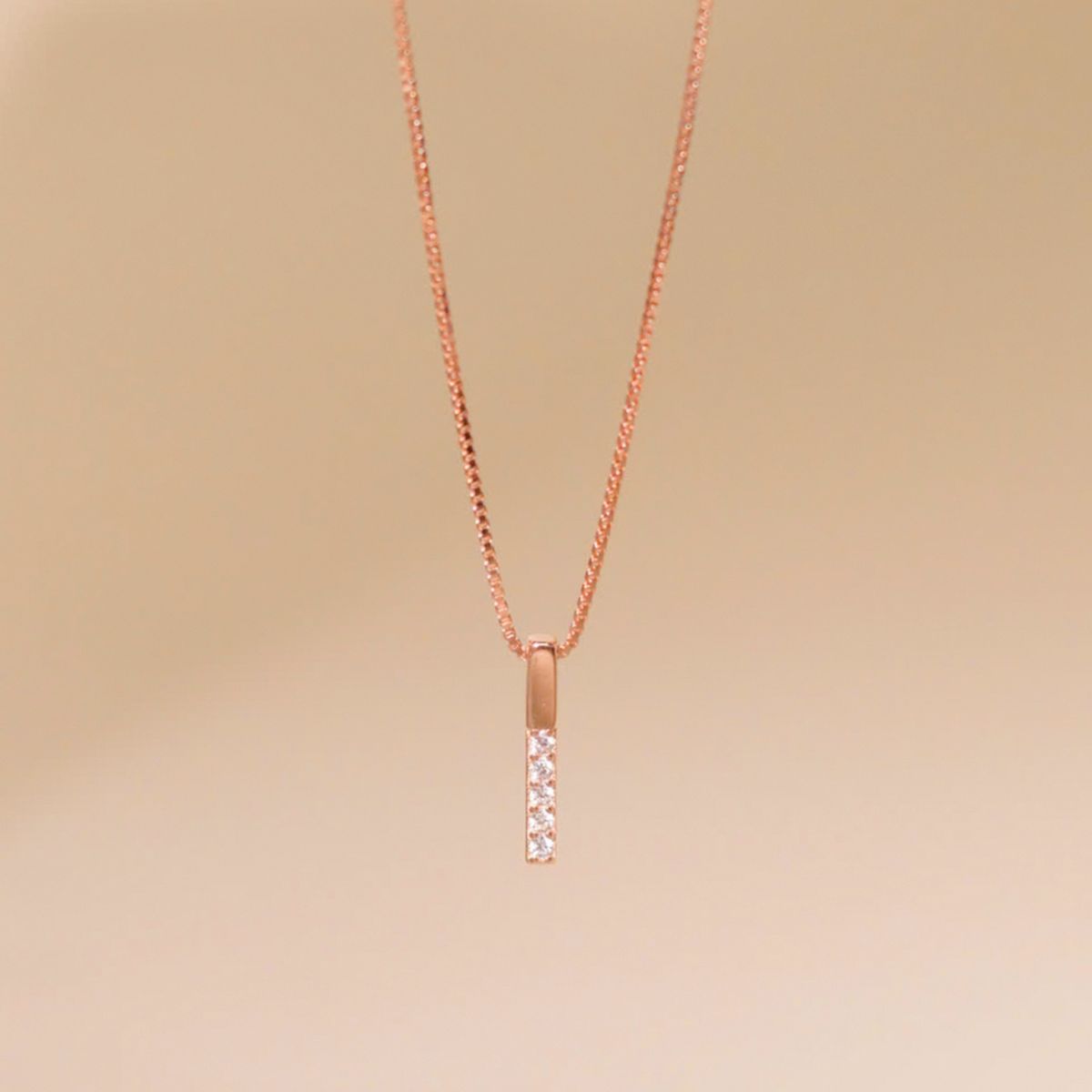 ELOREVA Joyce Vertical Bar Necklace – 18K Rose Gold Plated 925 Sterling Silver