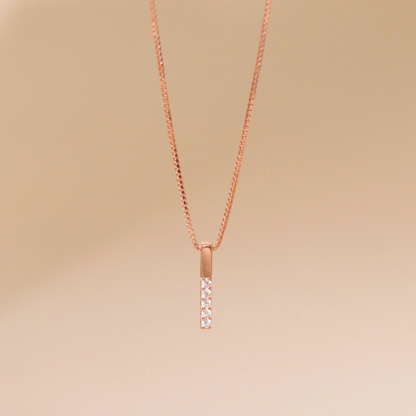 ELOREVA Joyce Vertical Bar Necklace – 18K Rose Gold Plated 925 Sterling Silver