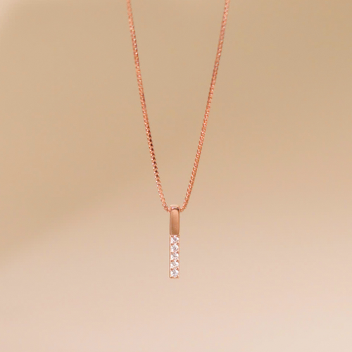 ELOREVA Joyce Vertical Bar Necklace – 18K Rose Gold Plated 925 Sterling Silver