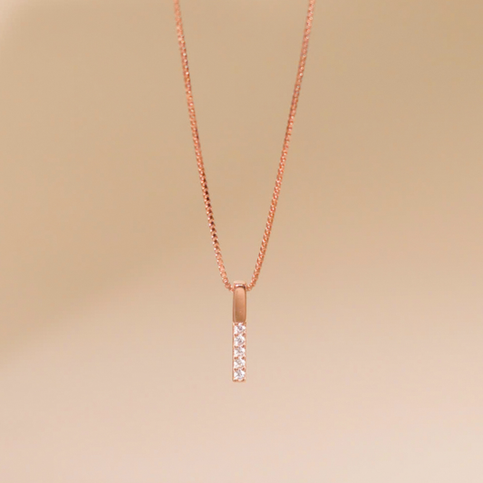 ELOREVA Joyce Vertical Bar Necklace – 18K Rose Gold Plated 925 Sterling Silver