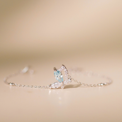ELOREVA Emmi Butterfly Bracelet with Blue Stone – Platinum Plated 925 Sterling Silver