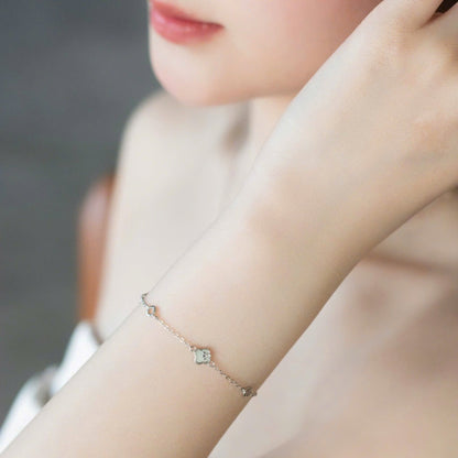 ELOREVA Cindy Modern Clover Bracelet – Rose Gold & Platinum Plated 925 Sterling Silver