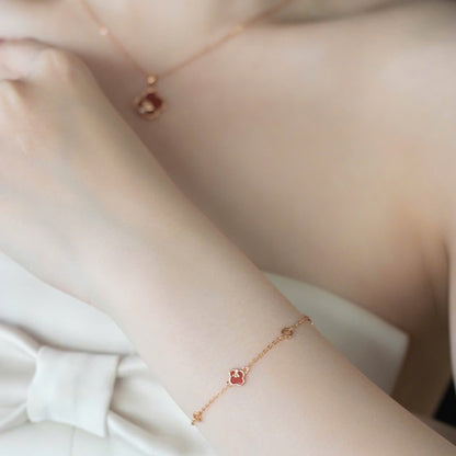 ELOREVA Cindy Modern Clover Bracelet – Rose Gold & Platinum Plated 925 Sterling Silver