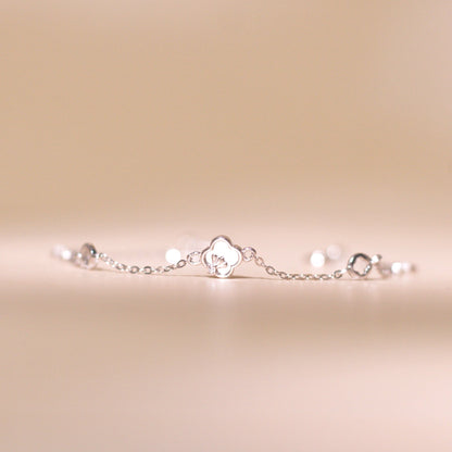 ELOREVA Cindy Modern Clover Bracelet – Rose Gold & Platinum Plated 925 Sterling Silver