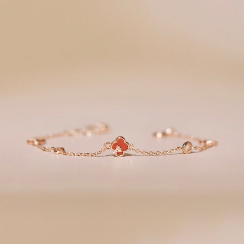 ELOREVA Cindy Modern Clover Bracelet – Rose Gold & Platinum Plated 925 Sterling Silver